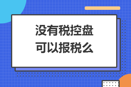 没有税控盘可以报税么