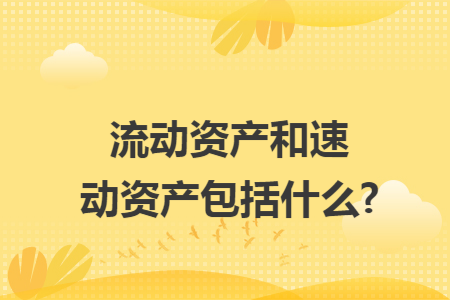 流动资产和速动资产包括什么?