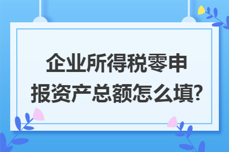 企业所得税零申报资产总额怎么填?