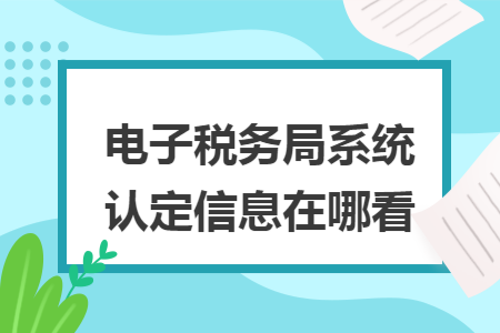 电子税务局系统认定信息在哪看