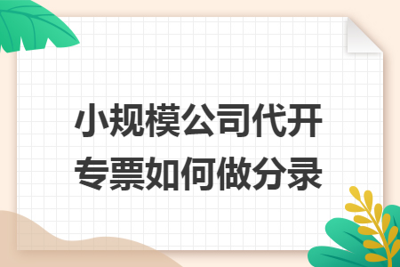 小规模公司代开专票如何做分录