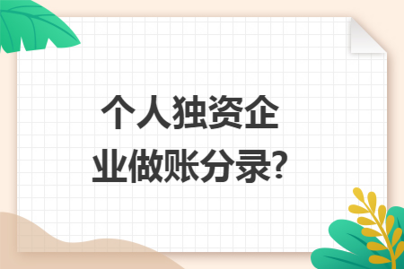 个人独资企业做账分录?