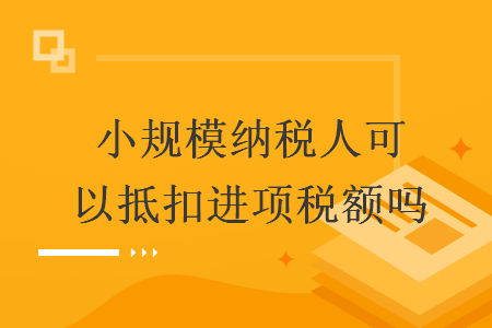 小规模纳税人可以抵扣进项税额吗