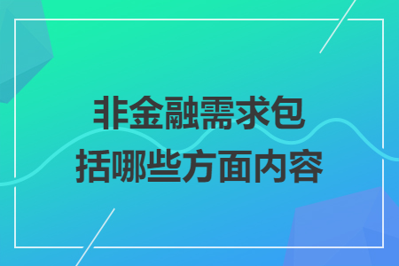 非金融需求包括哪些方面内容