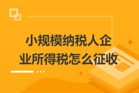 小规模纳税人企业所得税怎么征收