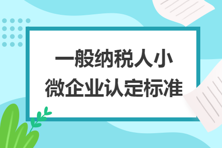 一般纳税人小微企业认定标准