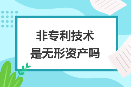 非专利技术是无形资产吗