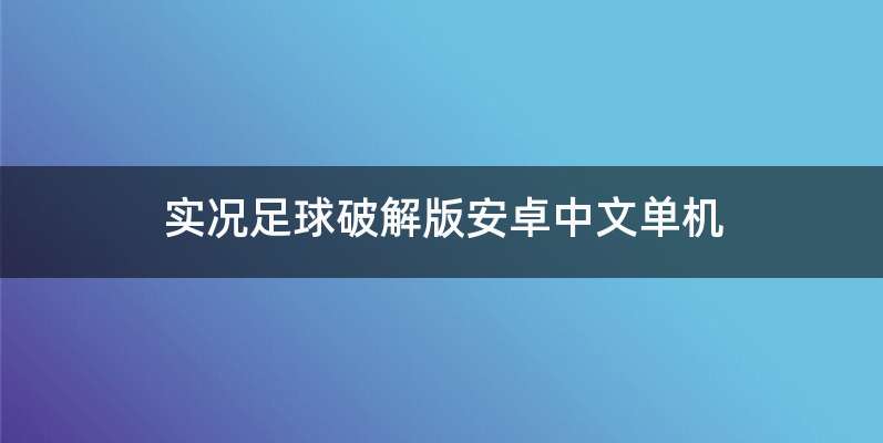 实况足球破解版安卓中文单机