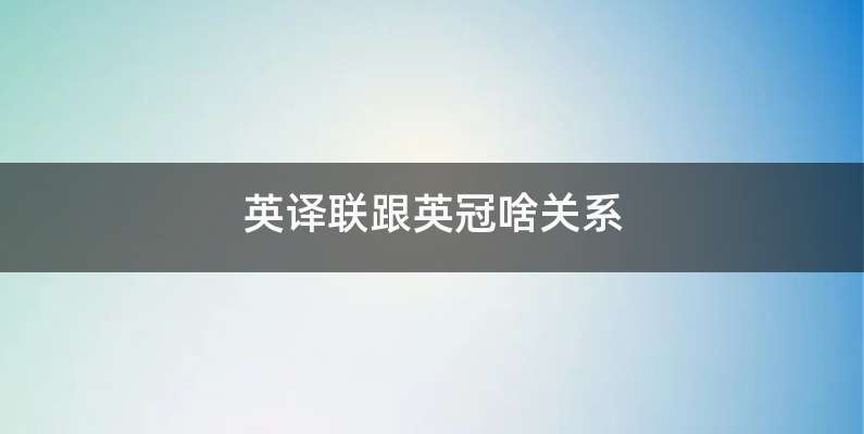 英译联跟英冠啥关系