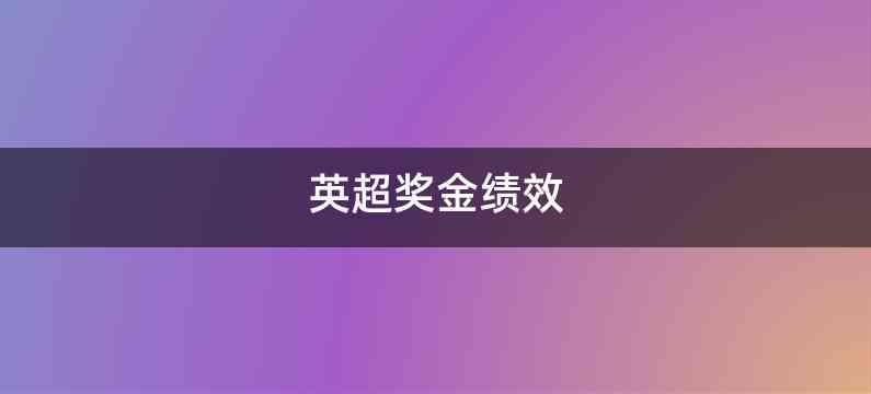 英超奖金绩效