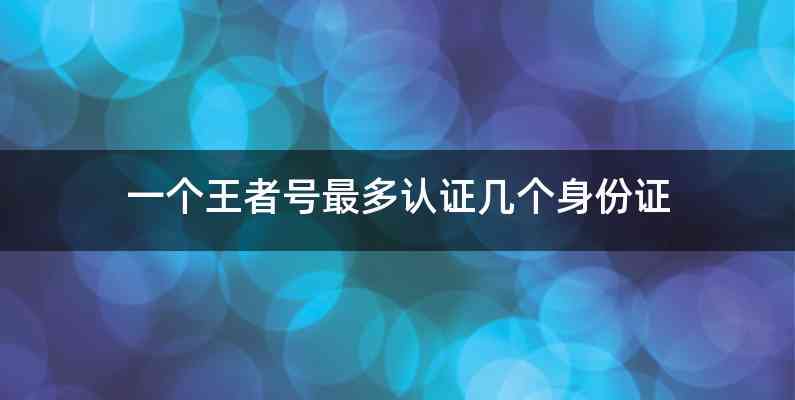 一个王者号最多认证几个身份证