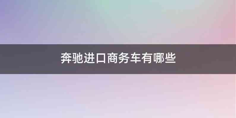 奔驰进口商务车有哪些