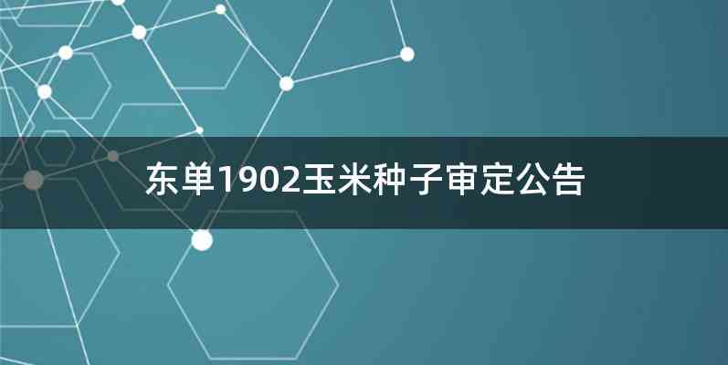 东单1902玉米种子审定公告
