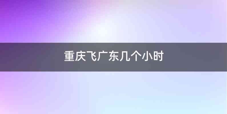 重庆飞广东几个小时