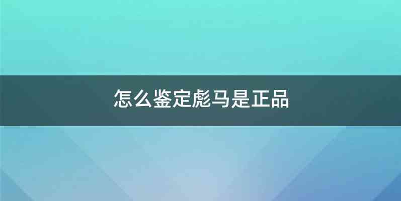 怎么鉴定彪马是正品