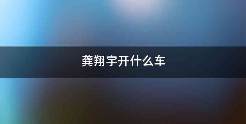 龚翔宇开什么车