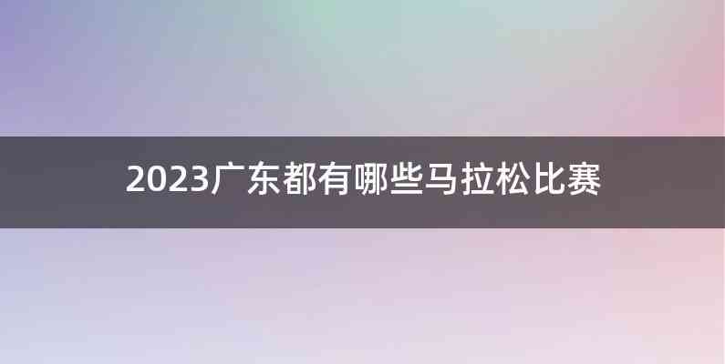 2023广东都有哪些马拉松比赛