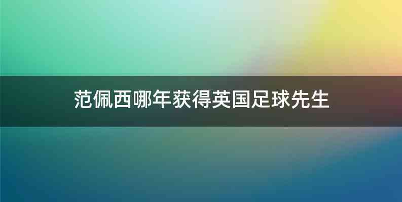 范佩西哪年获得英国足球先生