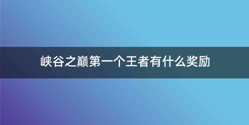 峡谷之巅第一个王者有什么奖励