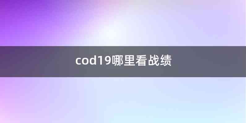 cod19哪里看战绩
