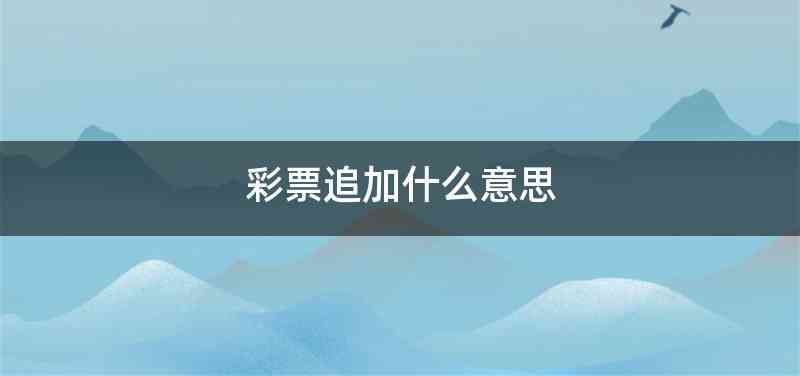 彩票追加什么意思