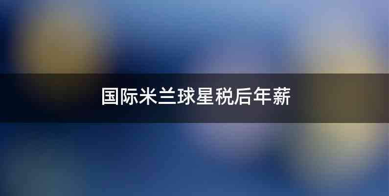 国际米兰球星税后年薪