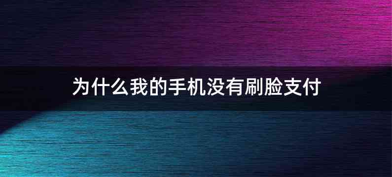 为什么我的手机没有刷脸支付