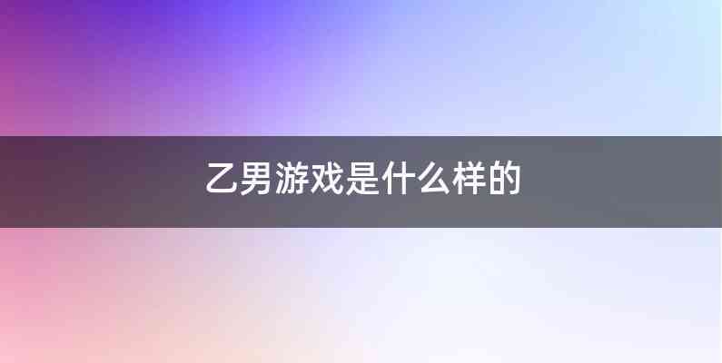 乙男游戏是什么样的