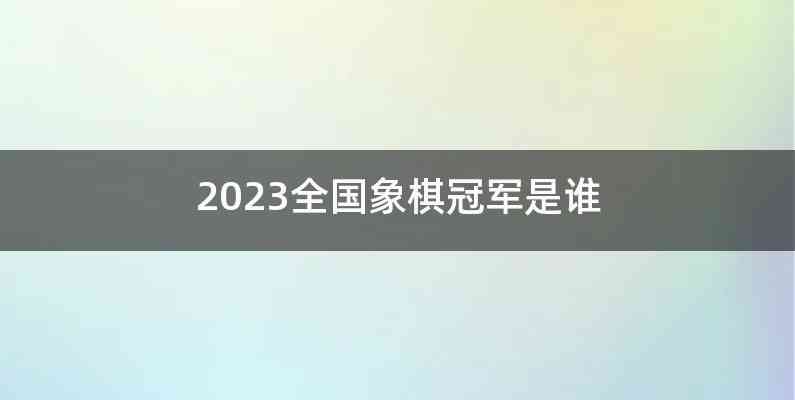 2023全国象棋冠军是谁