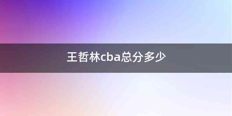 王哲林cba总分多少