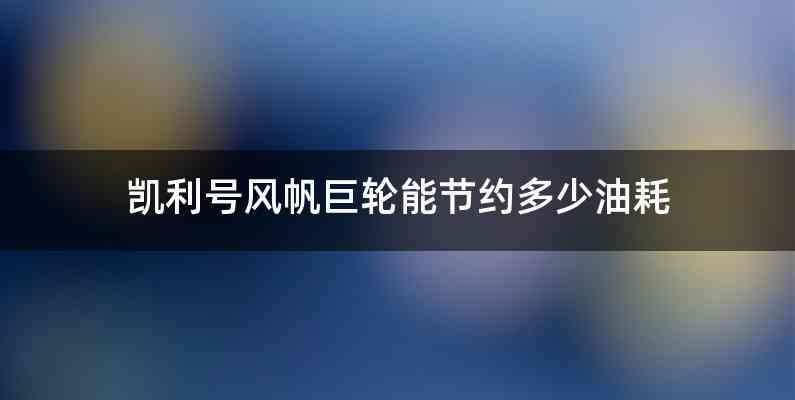 凯利号风帆巨轮能节约多少油耗