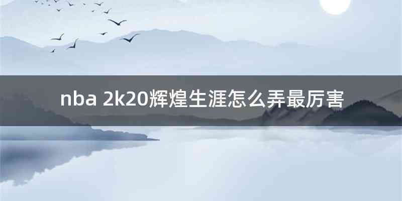 nba 2k20辉煌生涯怎么弄最厉害