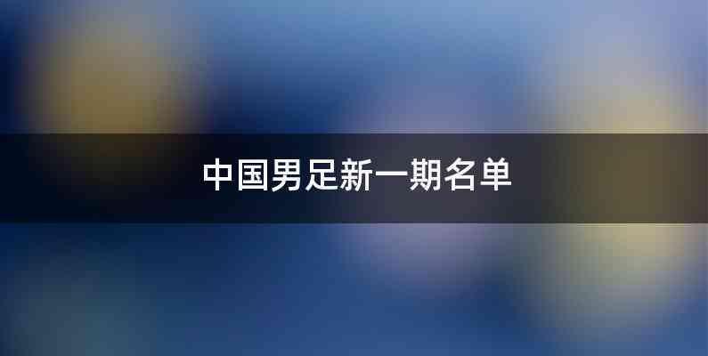 中国男足新一期名单