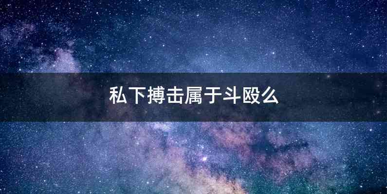 私下搏击属于斗殴么