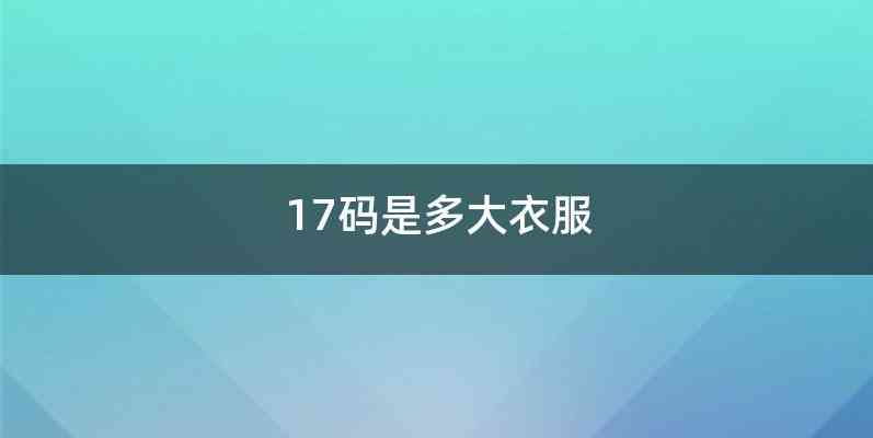 17码是多大衣服