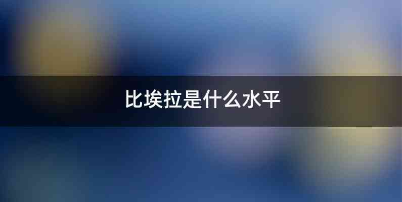比埃拉是什么水平