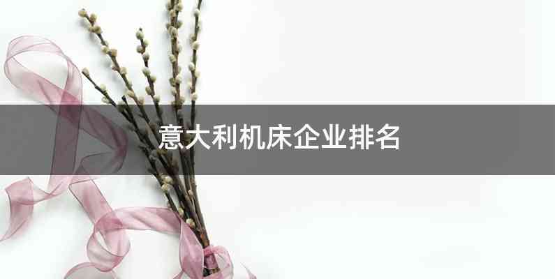意大利机床企业排名