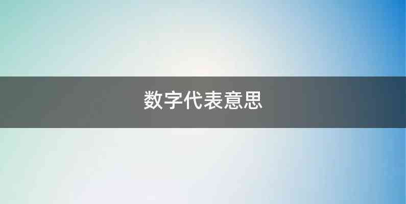 数字代表意思