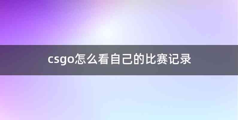 csgo怎么看自己的比赛记录