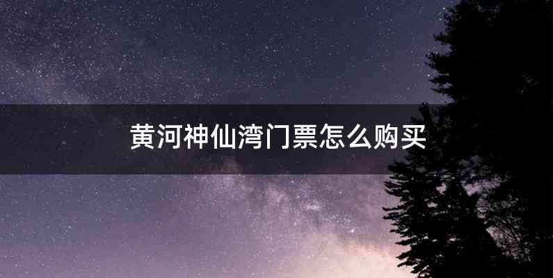 黄河神仙湾门票怎么购买