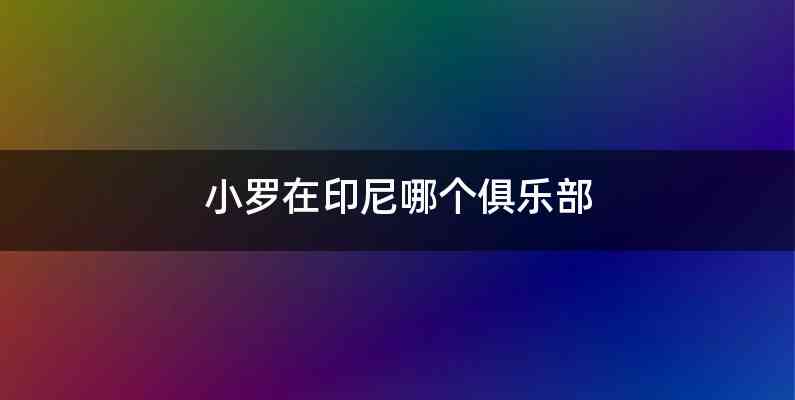 小罗在印尼哪个俱乐部