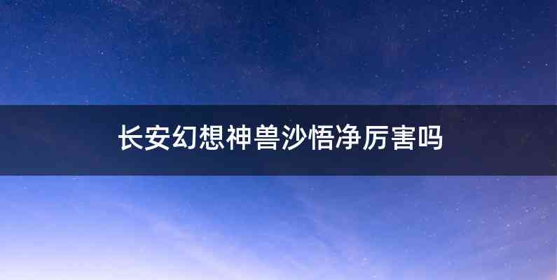 长安幻想神兽沙悟净厉害吗