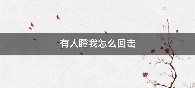 有人瞪我怎么回击