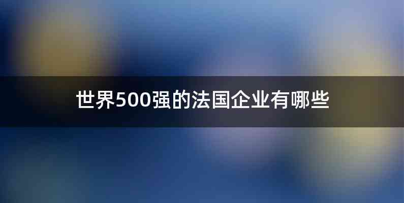 世界500强的法国企业有哪些