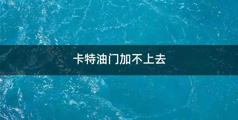 卡特油门加不上去