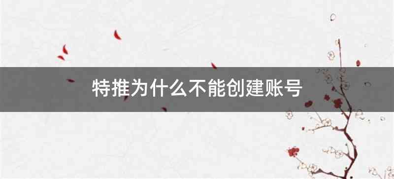 特推为什么不能创建账号