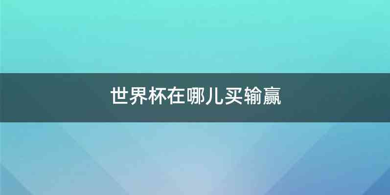 世界杯在哪儿买输赢