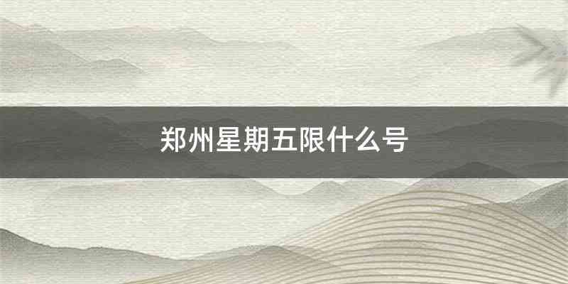 郑州星期五限什么号