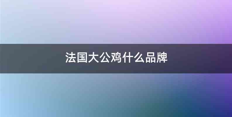 法国大公鸡什么品牌