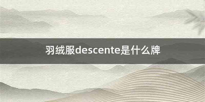 羽绒服descente是什么牌